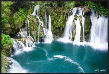 Rámovaný plakát Waterfalls of Martin Brod on Una national park, Bosnia and Herzegovina