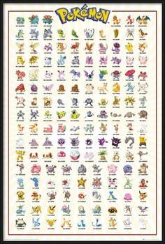 Rámovaný plakát Pokemon - Kanto 151